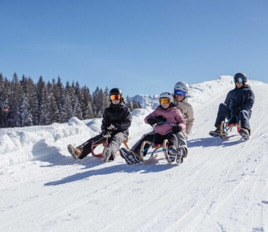 Rodeln mit der Familie: Die schönsten Rodelbahnen in den Alpen Family Fun auf der Naturrodelbahn