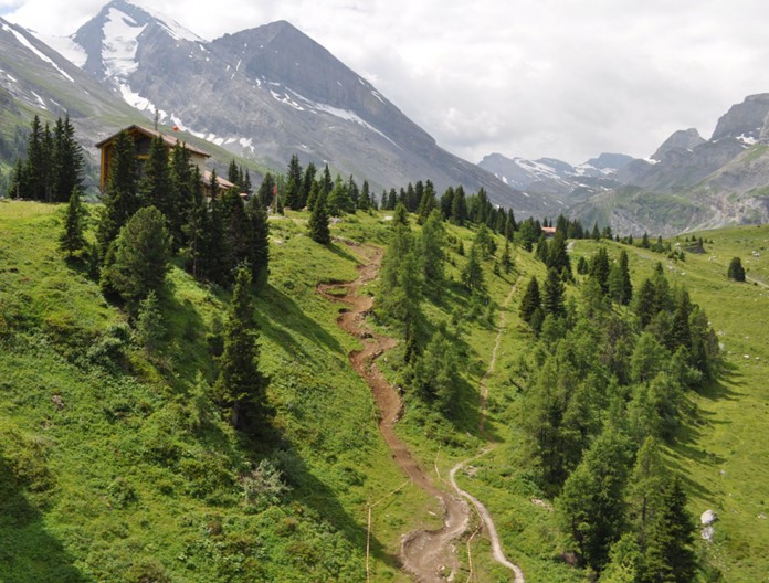 Blick auf den Freeridetrail Kandersteg